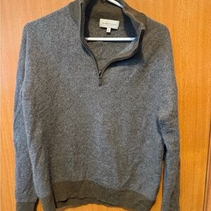Neiman Marcus Charcoal Zip-Up Sweater for Men